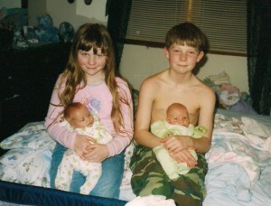 Shawn and Katie w Newborn twins