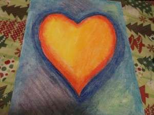My warm heart on cool background